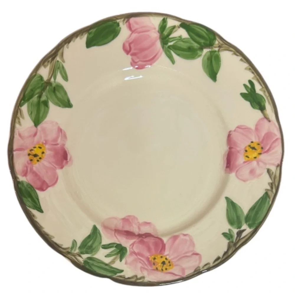 Franciscan Desert Rose 8” Plates 3 Pc Set Vintage Dishes USA Cottage Cream Pink